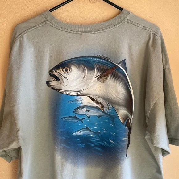 Vintage New Jersey Blue Fish Barnegat Light Tshirt. Mint Green. Anvil Tag. 3XL - Picture 4 of 9